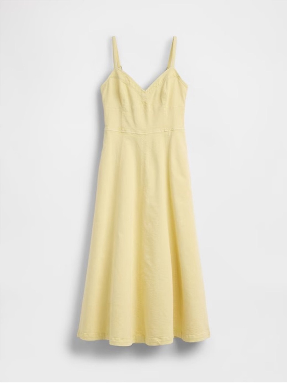 NWT! GAP Pale Banana Yellow Denim Seamed Corset Maxi Dress - Medium - Picture 3 of 5
